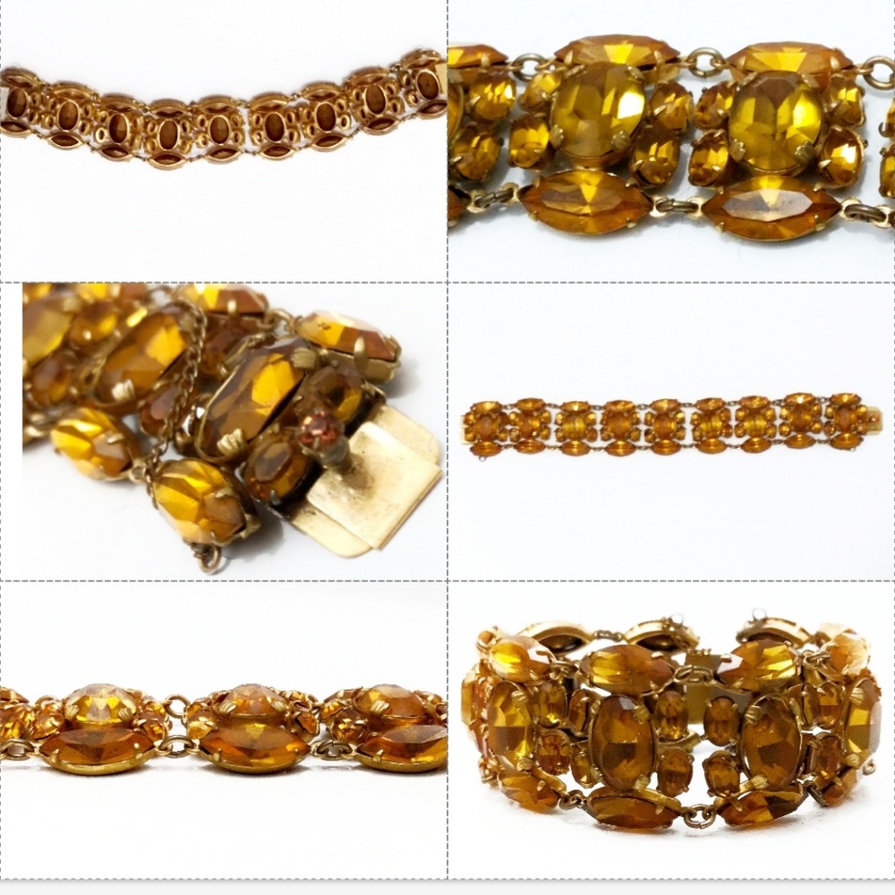 Vintage Amber Crystal Necklace, Earrings & Bracelet - Picture 3 of 8